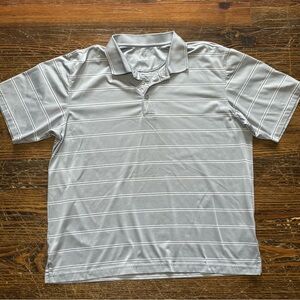 George Men's Polo Shirt in Light Gray with White Stripes